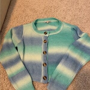 Chic Gradient Cardigan in Blue and Green